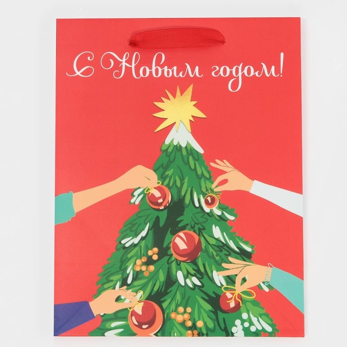 Пакет подарочный новогодний ламинированный &laquo;Шарики&raquo;, MS 18 х 23 х 10 см, Новый год