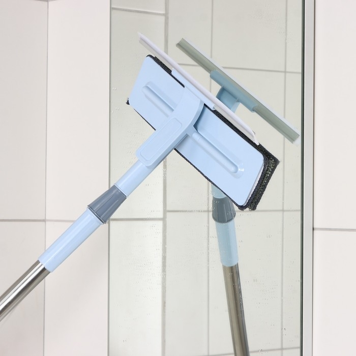 Щётка для окон Доляна, стальная телескопическая ручка 76(116) см, водосгон 29 см, насадка из микрофибры 29×8 см Щётка для окон Доляна, стальная телескопическая ручка 76(116) см, водосгон 29 см, насадка из микрофибры 29×8 см