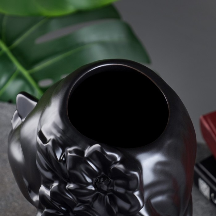 Кашпо - ваза  Кашпо - ваза "Лилит" чёрное 25*14см