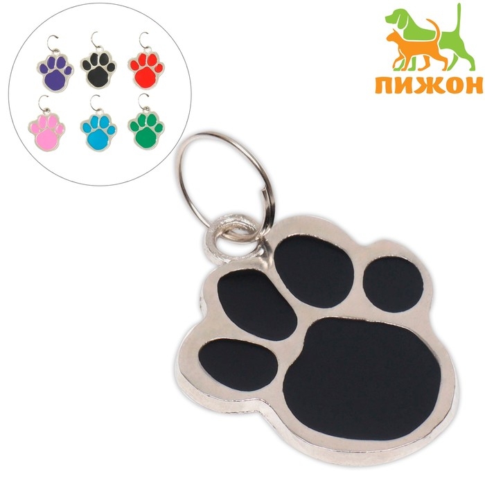 Адресник под гравировку  Адресник под гравировку "Лапа", фасовка по 6 шт, 2,6 х 3,2 см, микс цветов