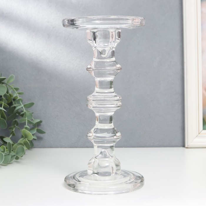 Подсвечник стекло на 1 свечу Подсвечник стекло на 1 свечу "Кёльн" d-2,5/7,5 см прозрачный 11х11х23 см
