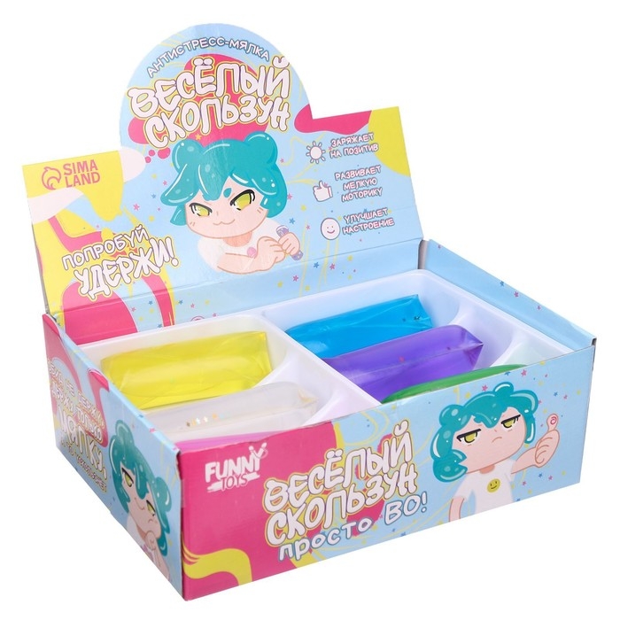 Антистресс сквиш мялка скользун «Попробуй удержи» аниме, цвета МИКС, с жидкостью, в шоубоксе Антистресс сквиш мялка скользун «Попробуй удержи» аниме, цвета МИКС, с жидкостью, в шоубоксе