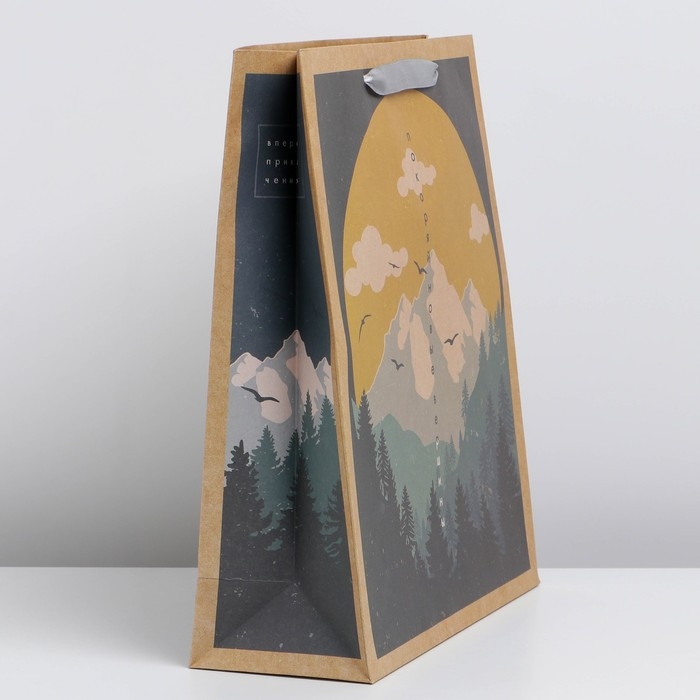 Пакет подарочный крафтовый вертикальный, упаковка, «Природа», M 26 х 30 х 9 см