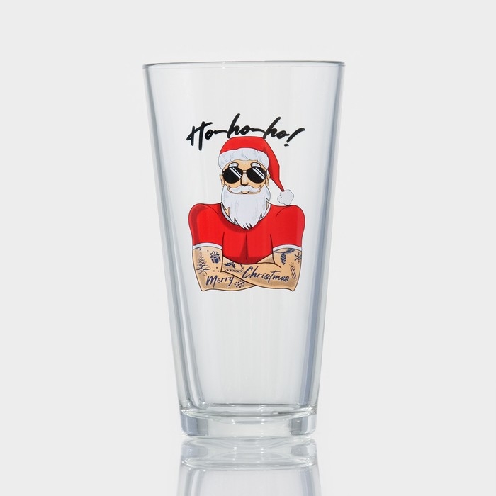Стакан стеклянный высокий «Коник. Хипстер Дед Мороз», 570 мл, микс Стакан стеклянный высокий «Коник. Хипстер Дед Мороз», 570 мл, микс