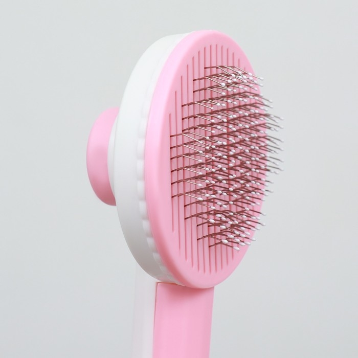 Пуходёрка пластиковая с функцией самоочистки, 7,7 х 19,1 см, розовая Пуходёрка пластиковая с функцией самоочистки, 7,7 х 19,1 см, розовая