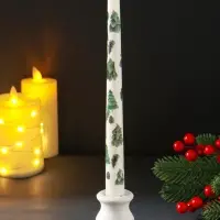 Свеча античная новогодняя 255х22 мм с декором, ёлочки