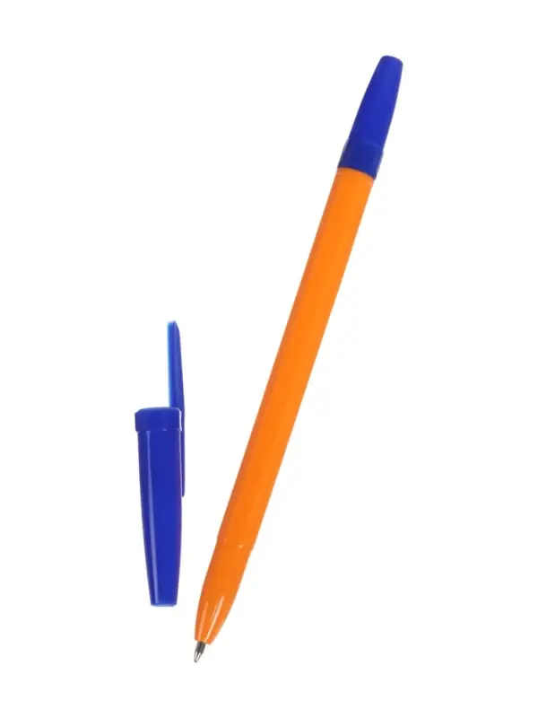Набор шариковых ручек Calligrata, 12 штук, синий стержень, узел 0.7 мм, оранжевый корпус с синим колпачком