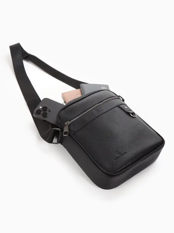 Сумка мужская, 21*7*25 см, отд на молнии, 2 н/карман, длин рег.ремень, черный