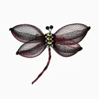 Брошь &laquo;Стрекоза&raquo; плетёная, цвет бордово-чёрный
