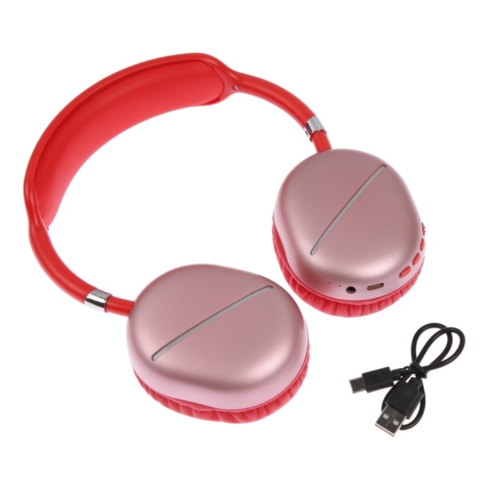 Наушники AKZ MAX10, беспроводные, полноразмерные,  микрофон, подсветка, красные Наушники AKZ MAX10, беспроводные, полноразмерные,  микрофон, подсветка, красные