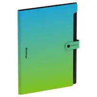 Папка А4, 12 отделений, Radiance, 600 мкм, на кнопке, голубой/зеленый градиент