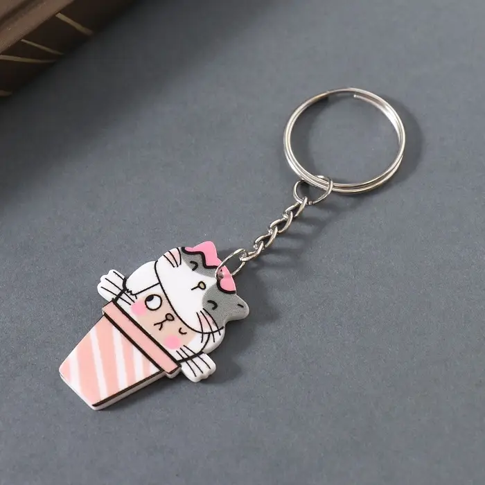 Брелок акрил "Два кота в стаканчике" 3,9х2,9х0,2 см