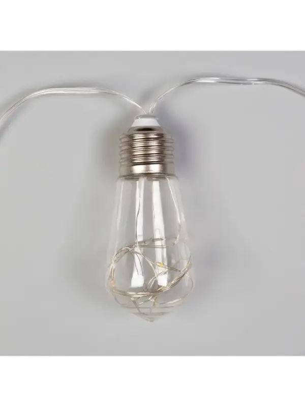 Гирлянда &laquo;Нить&raquo; 3 м с насадками &laquo;Лампа&raquo;, IP20, прозрачная нить, 80 LED, свечение белое, 8 режимов, 220 В