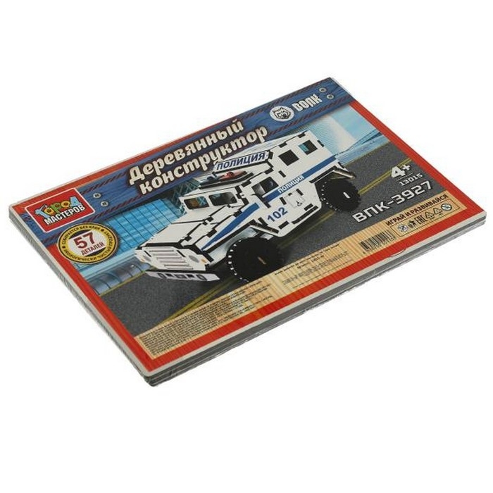Конструктор деревянный «Бронемашина. Полиция», 57 деталей Конструктор деревянный «Бронемашина. Полиция», 57 деталей