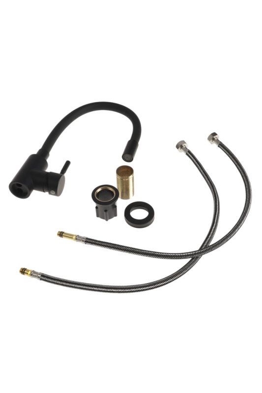 Смеситель для кухни ZEIN Z2754, гибкий силикон излив, картридж 35 мм, нерж. сталь, черный Смеситель для кухни ZEIN Z2754, гибкий силикон излив, картридж 35 мм, нерж. сталь, черный