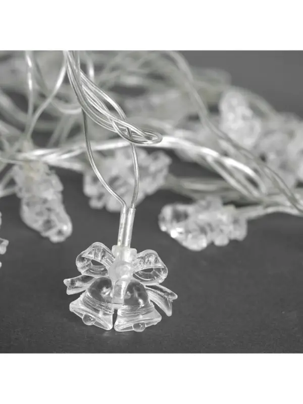 Гирлянда &laquo;Нить&raquo; 5 м с насадками &laquo;Два колокольчика&raquo;, IP20, прозрачная нить, 20 LED, свечение мульти (RG/RB), мигание, 220 В