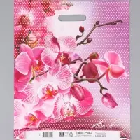 Пакет "Орхидея розовая, полиэтиленовый с вырубной ручкой, проруб. 38х47 см, 38х