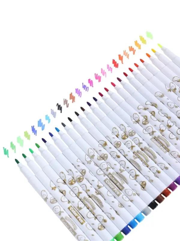 Фломастеры 24 цвета &laquo;Мышка&raquo;, в пластиковом пенале с ручкой, вентилируемый колпачок