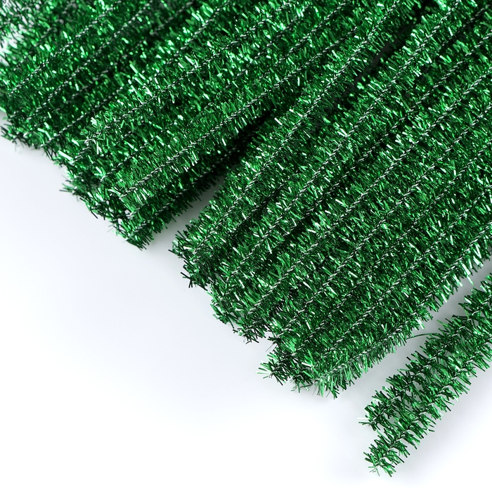 Проволока с ворсом для поделок «Блеск», набор 50 шт, размер 1 шт: 30×0,6 см, цвет зелёный