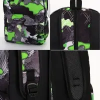 Рюкзак школьный на молнии, с карманами, с принтом, размер 30&times;13&times;42 см, зелёный