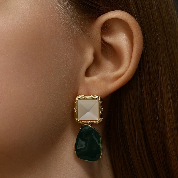 Серьги ассорти Серьги ассорти "Античность" квадрат, цвет золото