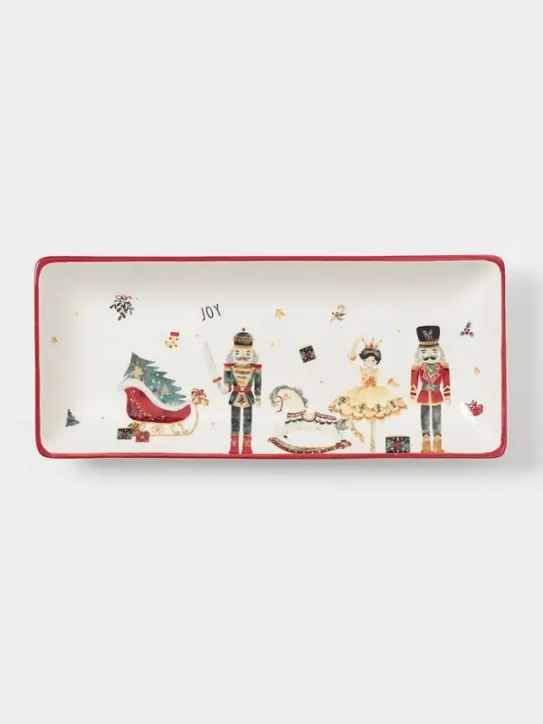 Тарелка сервировочная новогодняя Доляна «Сказочный бал», доломит, белая Тарелка сервировочная новогодняя Доляна «Сказочный бал», доломит, белая