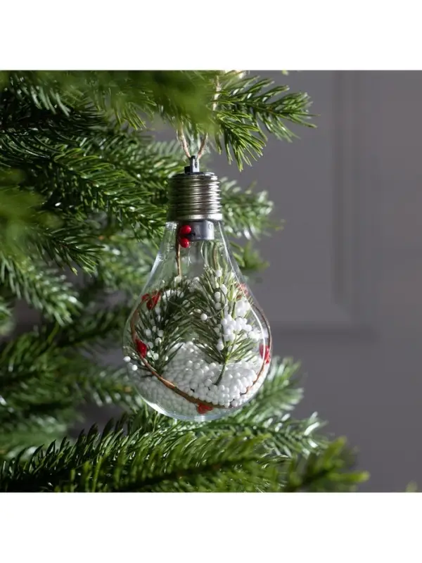 Ёлочный шар &laquo;Ветка ели&raquo;, 5 LED, от батареек, свечение белое