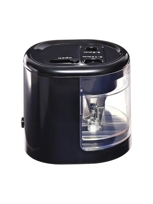 Точилка электрическая Berlingo Power TX, 2 отверстия, с контейнером, чёрная