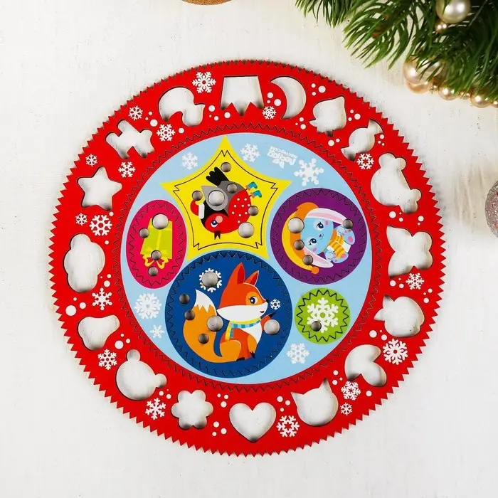 Трафарет спирограф «Зимние рисунки», деревянный Трафарет спирограф «Зимние рисунки», деревянный