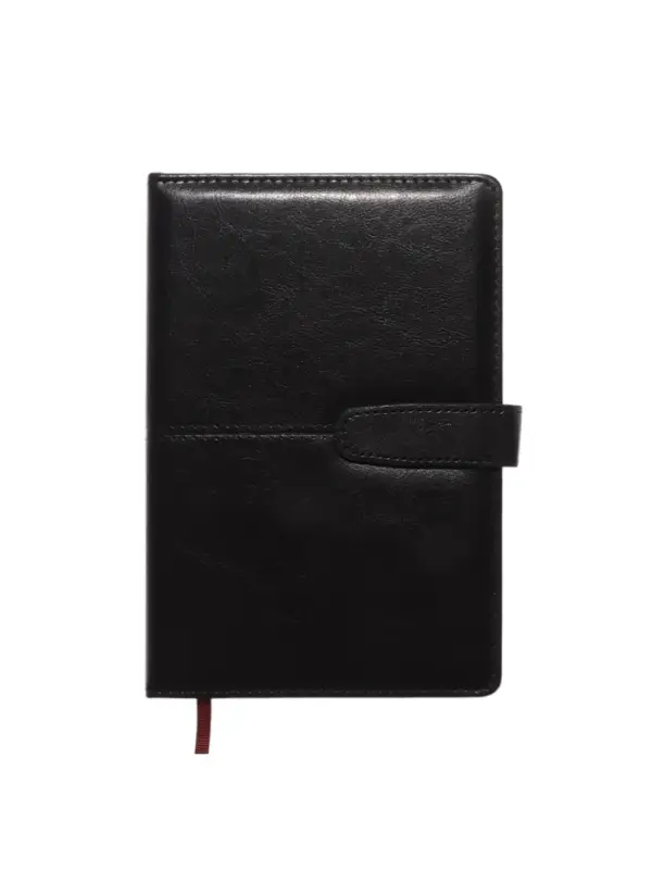 Ежедневник недатированный формат А5, с хлястиком, 128л, линия, пвх, Черный Ежедневник недатированный формат А5, с хлястиком, 128л, линия, пвх, Черный