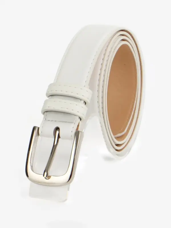 Ремень женский, 110&times;2.8 см, пряжка металл, серебристая, белый