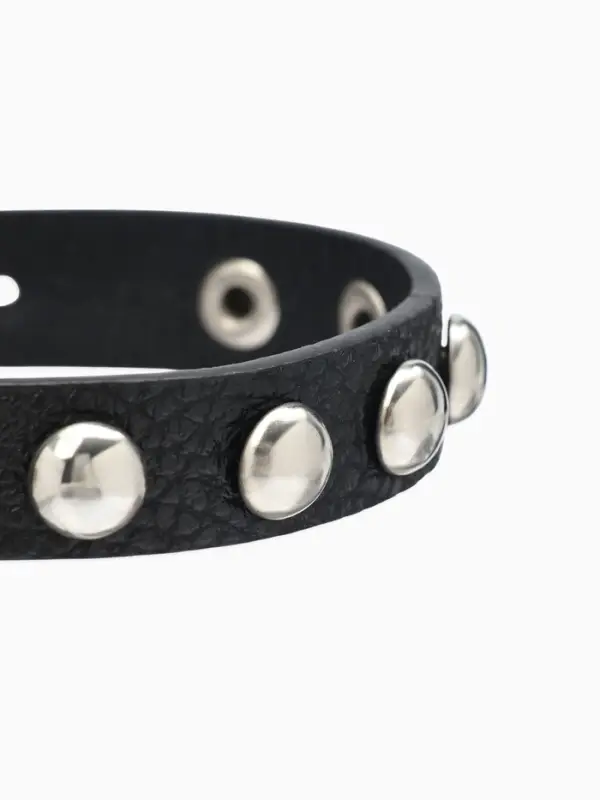 Браслет кожаный &laquo;Хардкор. Бусины&raquo;, L=24.5 см, чёрный в серебре