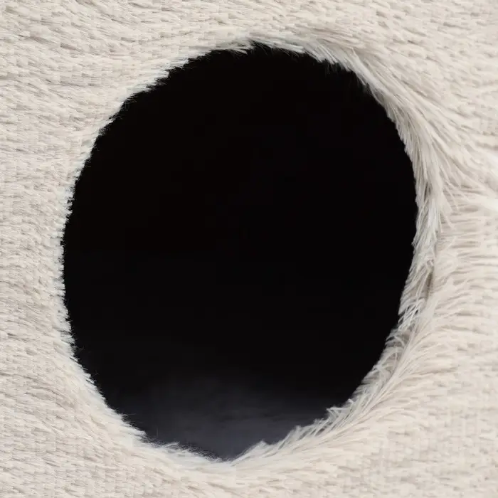 Домик для кошек с когтеточкой, 54&times;34&times;80 см, с овальной полкой, пушистый мех, джут, серый