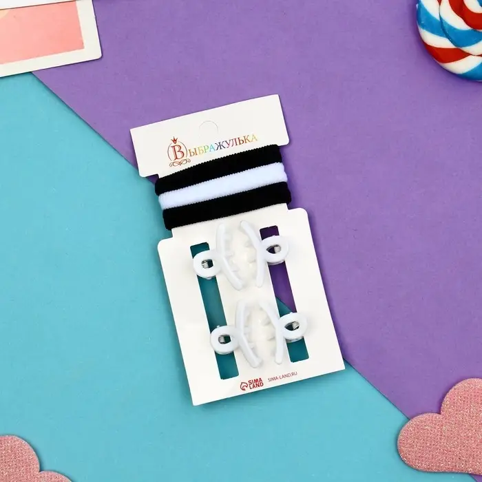 Набор для волос Набор для волос "Галея" (3 резинки 5 см, 4 краба 2,5 см) петелька, белый