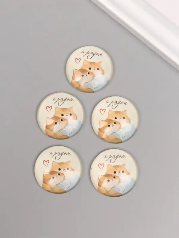 Кабошон стекло для творчества Кабошон стекло для творчества "Круг. Котики. Я рядом" 3х3 см