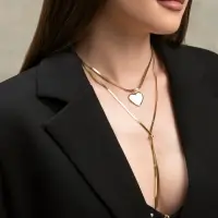 Кулон на затяжке многослойный &laquo;Медальон сердце&raquo;, 2 яруса L=40, 70 см, медь, цвет золото