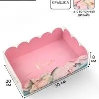 Коробка для печенья, кондитерская упаковка с пластиковой крышкой, &laquo;Прекрасные грёзы&raquo;, 20&times;30&times;8 см