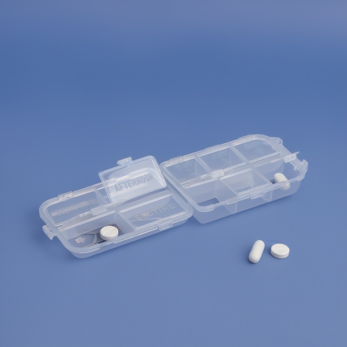 Таблетница, 10 × 6 × 3 см, 10 секций, цвет белый Таблетница, 10 × 6 × 3 см, 10 секций, цвет белый