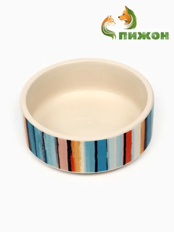 Миска &laquo;Масляные полоски&raquo;, 180 мл, 10.5&times;10.5&times;4 см, керамика, бежевая