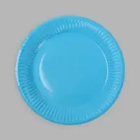 Тарелка одноразовая бумажная однотонная, голубая, 18 см