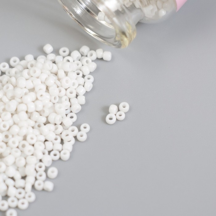 Бисер круглый 12/0 в бутылочке  Бисер круглый 12/0 в бутылочке "Белый перламутр" 2х20 гр набор 2 шт