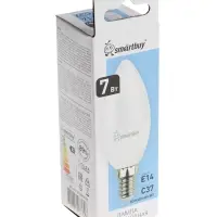 Лампа светодиодная Smartbuy, E14, C37, 7 Вт, 6000 К, свечение холодное белое