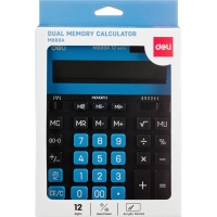 Калькулятор настольный Deli полноразм. EM888A, 12-ти разряд., голубой/черн
