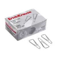 Скрепки канцелярские 25 мм, 100 штук, ErichKrause, никелированные, треугольные, картонная упаковка