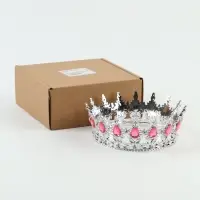 Корона топпер для торта серебряная с камнями