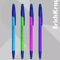 Ручка шариковая ErichKrause R=301 Neon Stick, узел 1 мм, синяя, МИКС