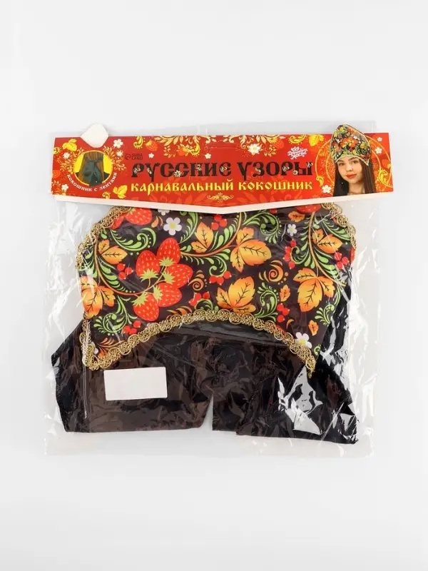 Карнавальный кокошник  Карнавальный кокошник "Русские узоры" цвет черный