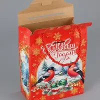 Коробка подарочная складная  "Снегири" 16 х 8 х 20 см