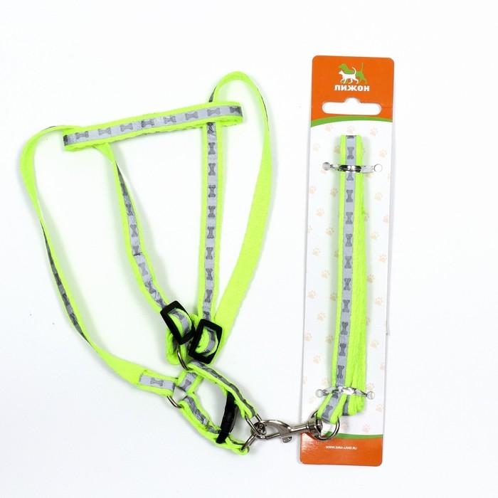 Комплект светоотражающий Комплект светоотражающий "Косточки", ошейник 120 х 1 см, ОШ 26-42 см, ОГ 26-42 см, зелёный
