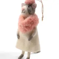 Сувенир подвеска &laquo;Кошечка с белом пальто с мехом и розовом берете&raquo; 6&times;4.5&times;16 см